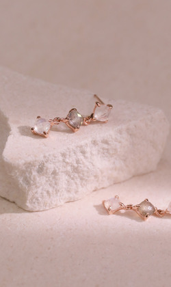 Essence 質粹 | 純銀鍍18K金耳環 | 染色的彩虹。月光石&拉長石