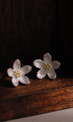 山荷葉。 925純銀耳環