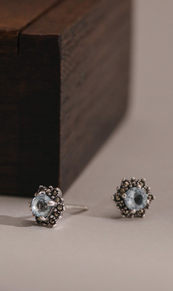 曉陽之韻。 Topaz | 托帕石 | 白鐵礦925純銀耳環