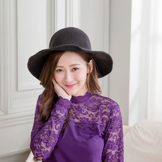 日系蝴蝶結羊毛混紡針織帽(黑) 日系蝴蝶結羊毛混紡針織帽(黑)