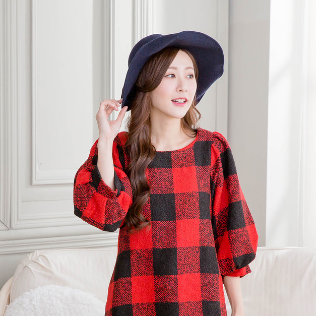 日系蝴蝶結羊毛混紡針織帽(藍) 日系蝴蝶結羊毛混紡針織帽(藍)