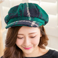 復古英倫格紋毛絨帽(綠)_1 復古英倫格紋毛絨帽(綠)_1