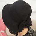時尚保暖蝴蝶結羊毛帽(黑)_1 時尚保暖蝴蝶結羊毛帽(黑)_1