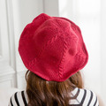 韓版文藝休閒麻花針織漁夫帽(紅)_2 韓版文藝休閒麻花針織漁夫帽(紅)_2