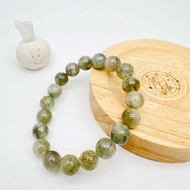 升職健康 招正財綠髮晶|天然礦石水晶 手串 10mm 升職健康 招正財綠髮晶|天然礦石水晶 手串 10mm