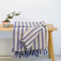歐盟認證法國面料百分百純亞麻條紋毯(深藍條紋) 歐盟認證法國面料百分百純亞麻條紋毯(深藍條紋)