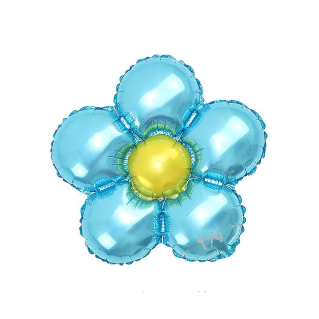 45cm 素面花朵鋁箔氣球-五瓣花 水藍金心 45cm 素面花朵鋁箔氣球-五瓣花 水藍金心