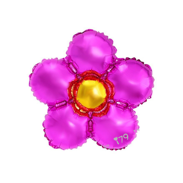 45cm 素面花朵鋁箔氣球-五瓣花 玫紅金心 45cm 素面花朵鋁箔氣球-五瓣花 玫紅金心