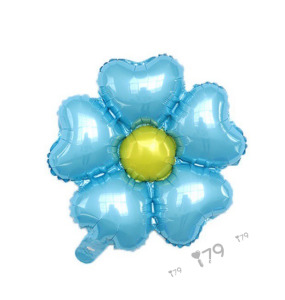 45cm 素面花朵鋁箔氣球-五瓣心花 水藍金心 45cm 素面花朵鋁箔氣球-五瓣心花 水藍金心