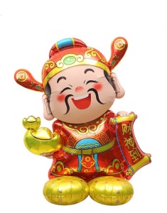 109cm新年站立 財神爺Q萌拿元寶春聯 109cm新年站立 財神爺Q萌拿元寶春聯