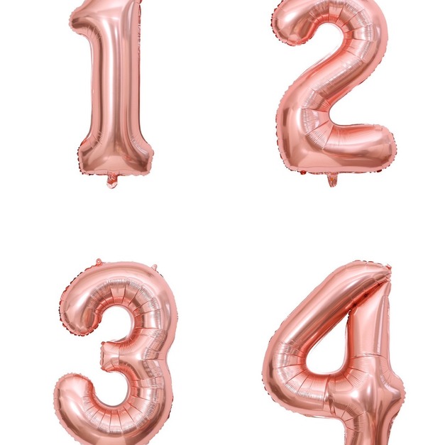 16吋玫瑰金數字球-1234 16吋玫瑰金數字球-1234