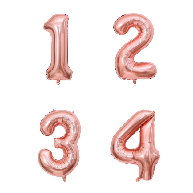 32吋玫瑰金色數字球-1234 32吋玫瑰金色數字球-1234