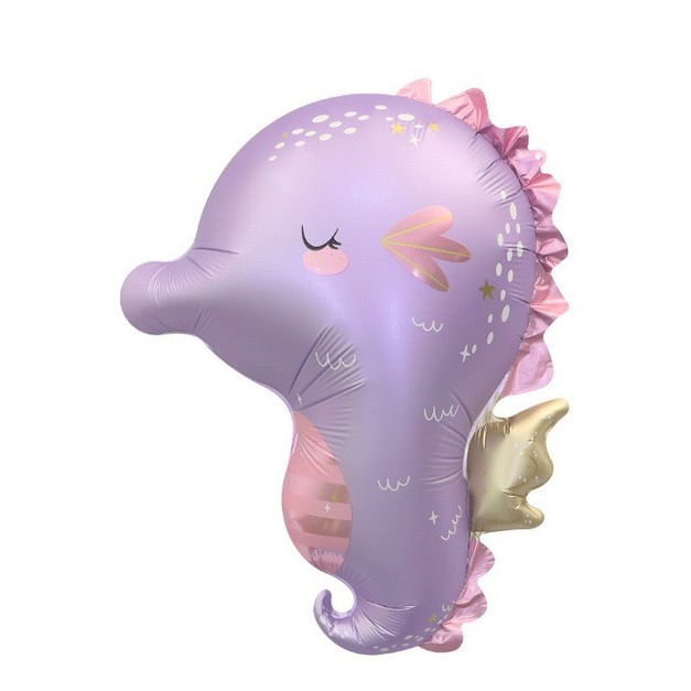64cm海洋鋁箔氣球 紫色海馬寶寶