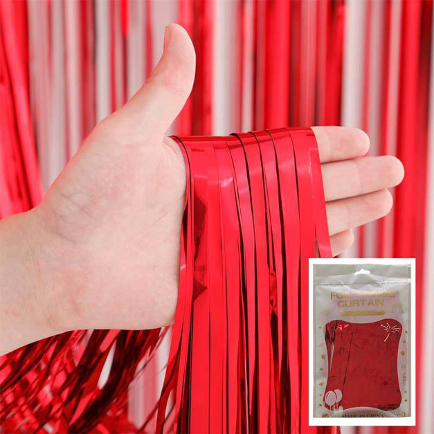 【派對商品】2m鋁箔雨絲流蘇-紅色 【派對商品】2m鋁箔雨絲流蘇-紅色
