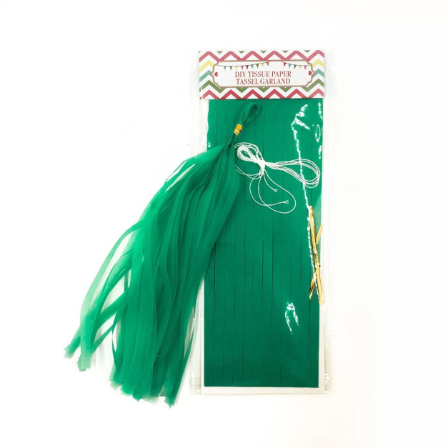 【派對商品】35cm  流蘇/紙編花-聖誕綠 【派對商品】35cm  流蘇/紙編花-聖誕綠