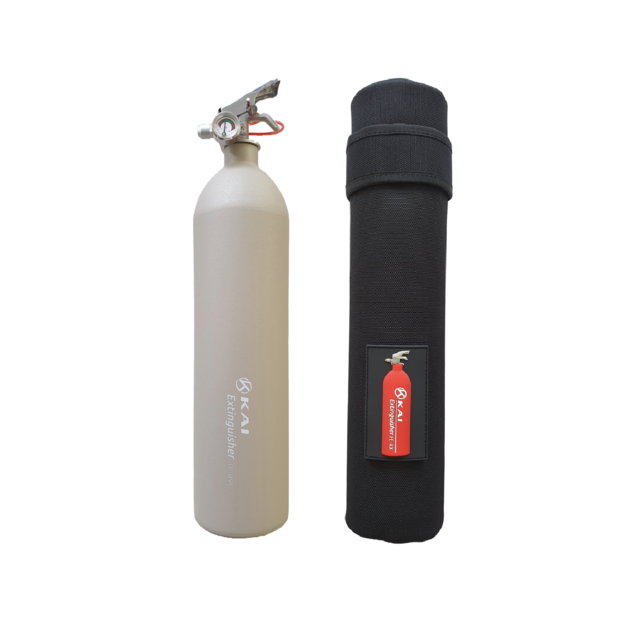 FE-02S輕量化鋁合金泡沫滅火器 - 磨砂奶茶灰 / 保護袋組合(藥劑可重複填充)