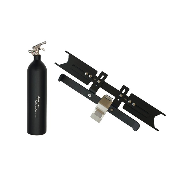 FE-02S輕量化鋁合金泡沫滅火器 - 極致消光黑 / 車架組合(藥劑可重複填充)