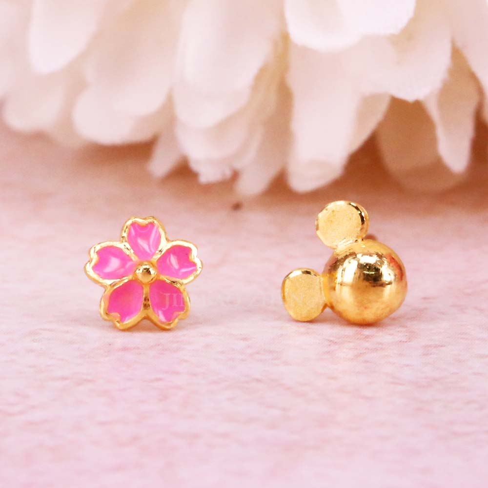 櫻花米奇黃金耳環