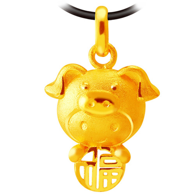福氣十二生肖豬-黃金墜子