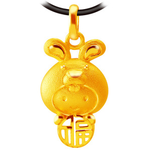 福氣十二生肖兔-黃金墜子 福氣十二生肖兔-黃金墜子