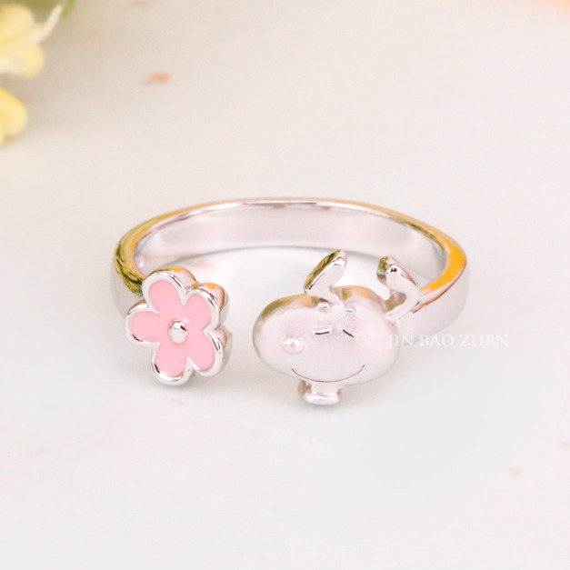 史努比SNOOPY-幸運花圈-銀飾戒指