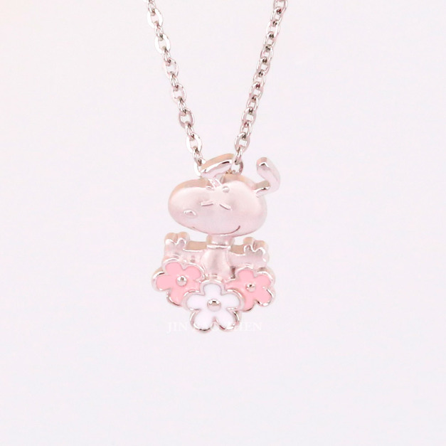 史努比SNOOPY-花漾史努比-銀飾墜子