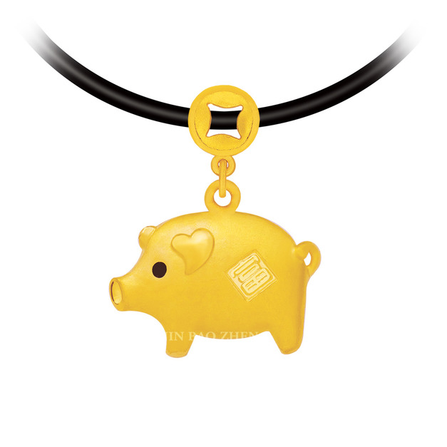 富豬-十二生肖金飾墜子