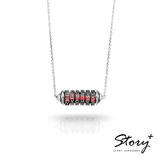 密碼輪(6輪英文)-數字客製純銀項鍊