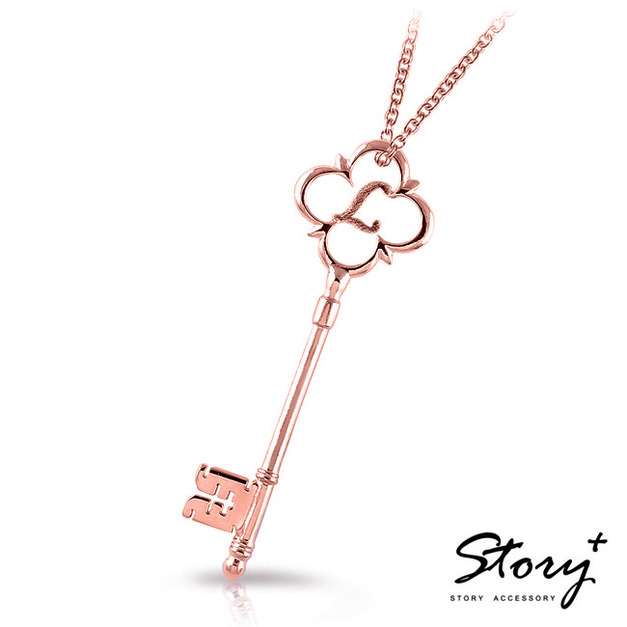 時間之鑰單字刻字(長款)-客製純銀項鍊