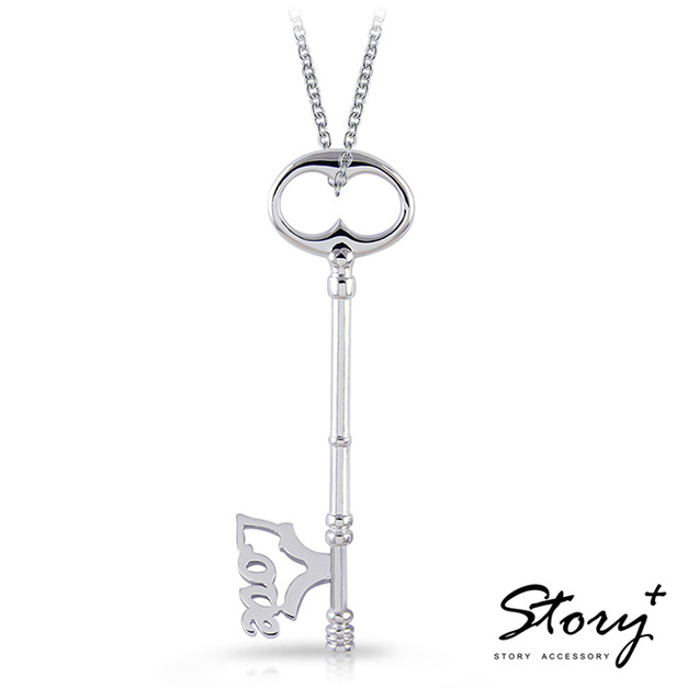 幸福之鑰刻字(長款)-客製純銀項鍊