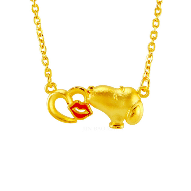 史努比SNOOPY-親親甜心-黃金項鍊