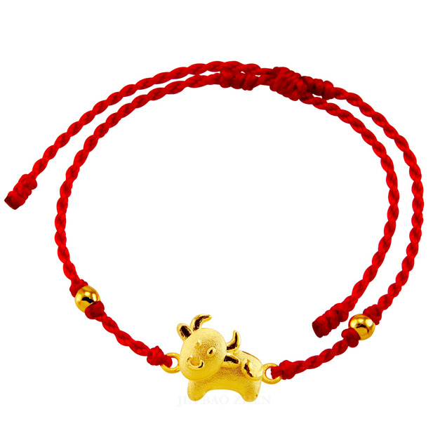 好運12生肖-牛-紅繩黃金手鍊