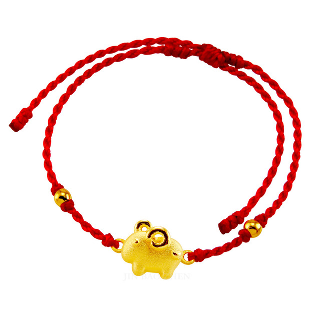 好運12生肖-羊-紅繩黃金手鍊