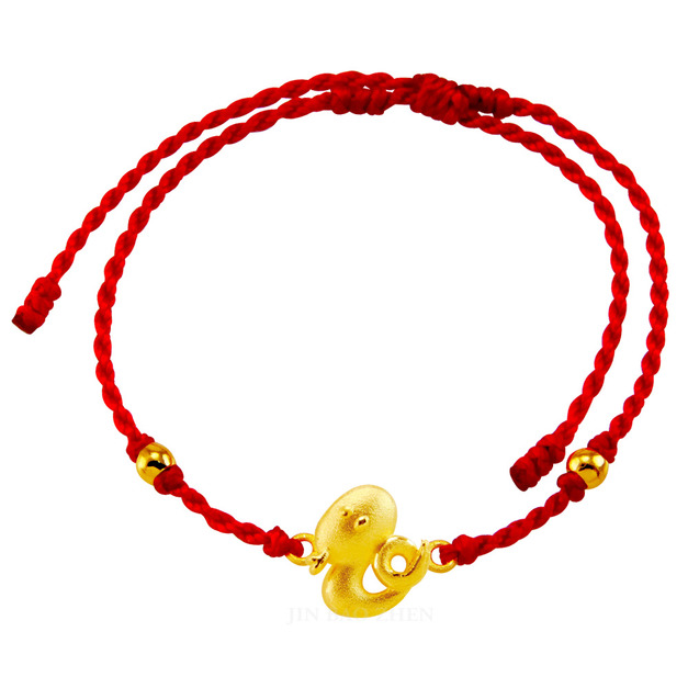 好運12生肖-蛇-紅繩黃金手鍊