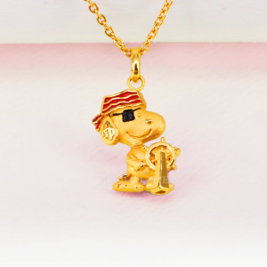 掌舵手-史努比SNOOPY-黃金墜子 掌舵手-史努比SNOOPY-黃金墜子