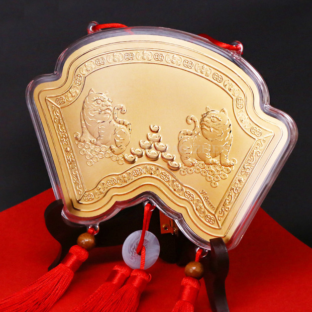 金虎爺項鍊-書卷造型神明金牌-18公分 (0.12錢)