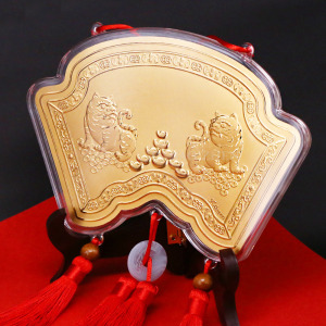 金虎爺項鍊-書卷造型神明金牌-18公分 (0.12錢) 金虎爺項鍊-書卷造型神明金牌-18公分 (0.12錢)