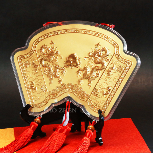 春秋雙龍祝壽23cm(大)-神明金牌 (0.20錢)