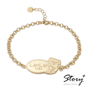 白爛貓與我系列-爛爛對話框刻字訂製-純銀手鍊 白爛貓與我系列-爛爛對話框刻字訂製-純銀手鍊