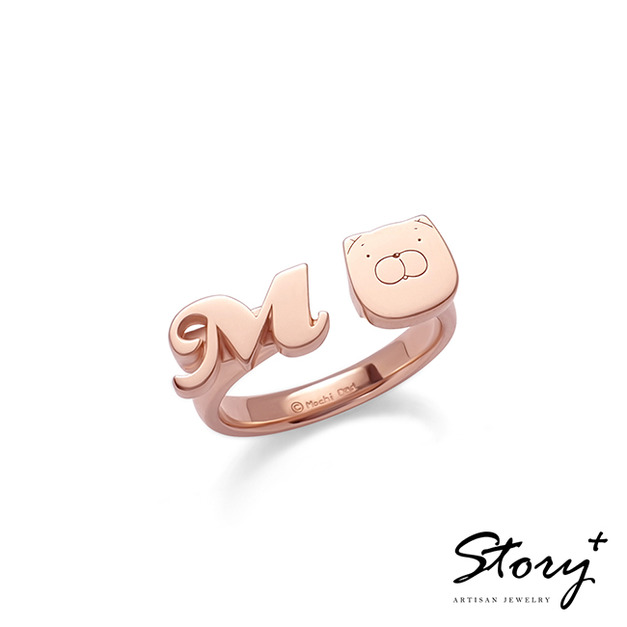 白爛貓與我系列-家族單字字母-客製化純銀戒指