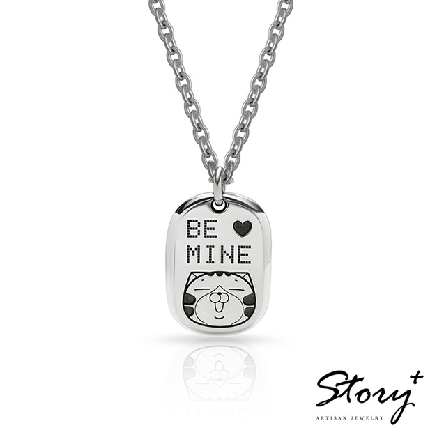 白爛貓與我系列-家族軍牌刻字-客製化純銀項鍊