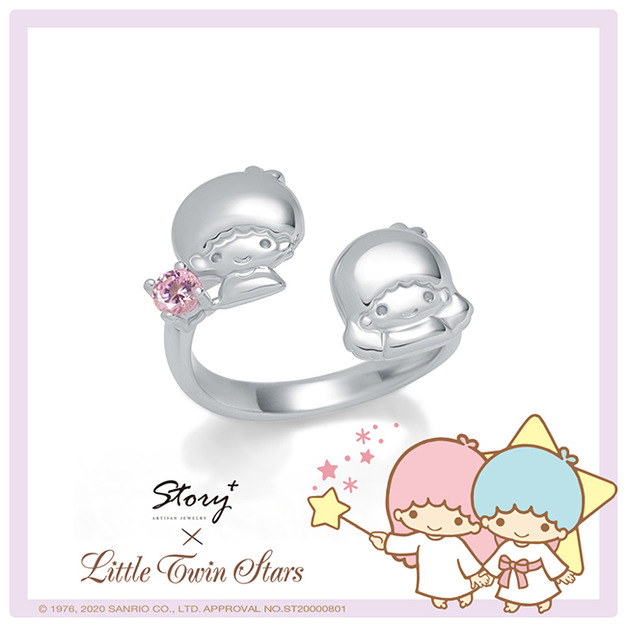 KikiLala微光純銀戒指(白K金)-KikiLala雙星仙子