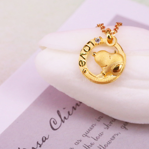 史努比愛浪漫-黃金墜子-SNOOPY