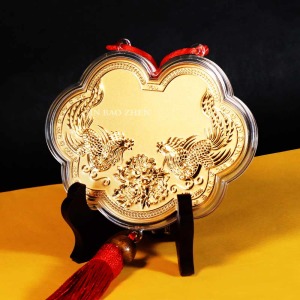 天上鳳凰戲牡丹 神明金牌(小)10公分(0.03錢) 天上鳳凰戲牡丹 神明金牌(小)10公分(0.03錢)