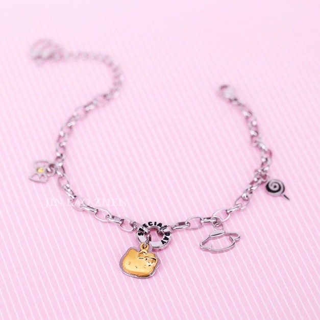 特別甜心-Hello Kitty 金加鋼垂墜式手鍊