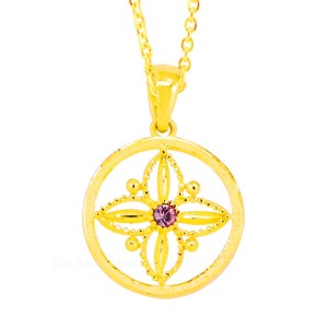 法式浪漫-雕花黃金墜子 法式浪漫-雕花黃金墜子