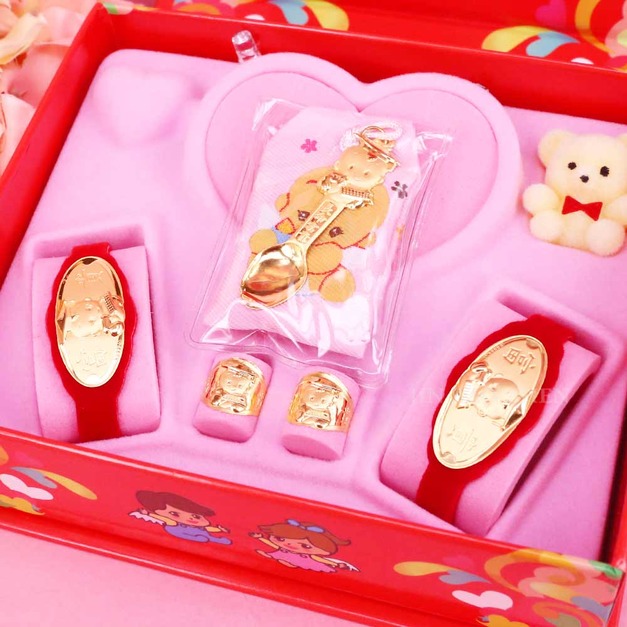 博士金湯匙-彌月金飾音樂禮盒(0.30-1.00錢)-含一對戒指