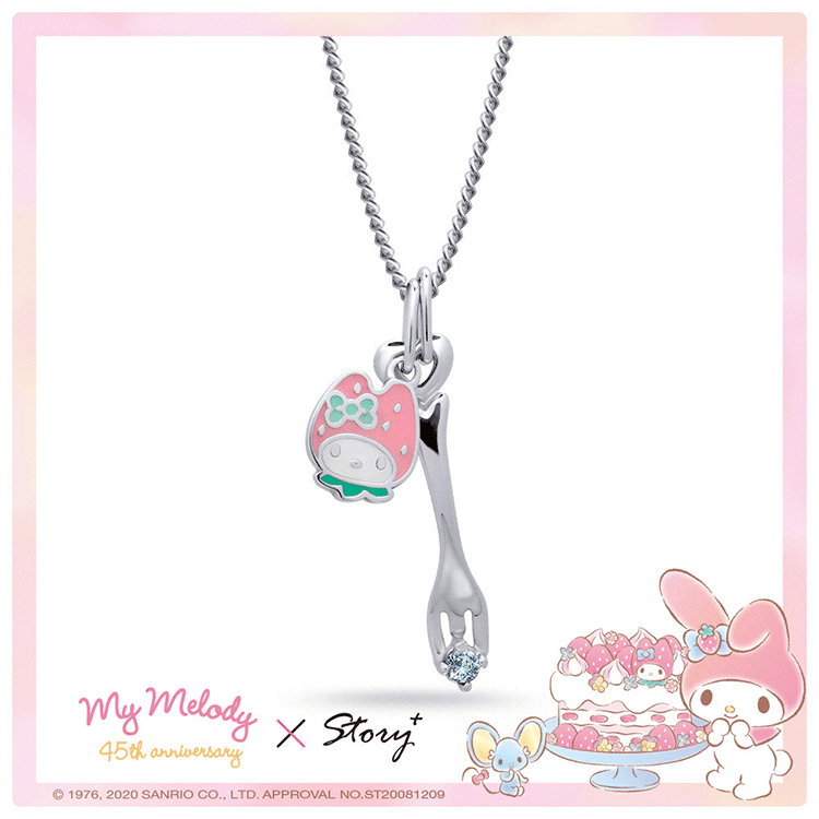 草莓MyMelody-誕生石純銀項鍊-美樂蒂45週年系列 草莓MyMelody-誕生石純銀項鍊-美樂蒂45週年系列