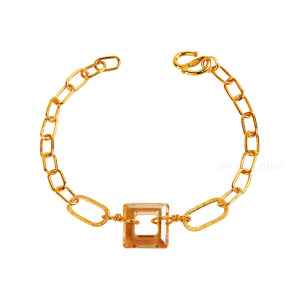 落日餘暉-方塊水晶黃金手鍊-日好 落日餘暉-方塊水晶黃金手鍊-日好