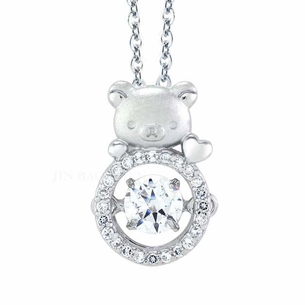 閃耀時光-拉拉熊跳舞鑽純銀項鍊-Rilakkuma 閃耀時光-拉拉熊跳舞鑽純銀項鍊-Rilakkuma